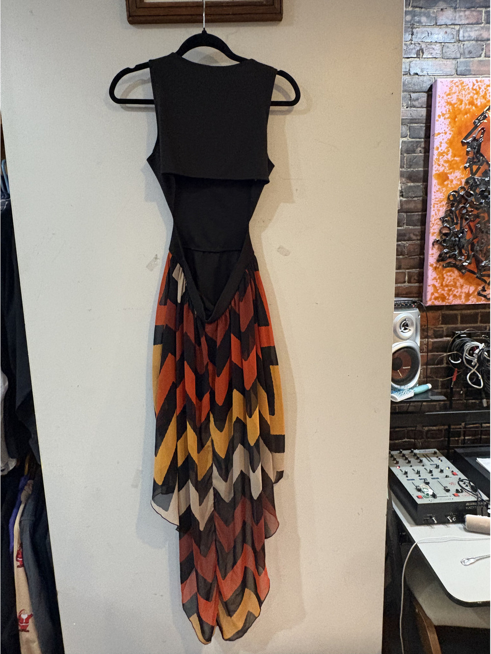 LOVE Culture Sleeveless Dress with Chevron Patterned Skirt